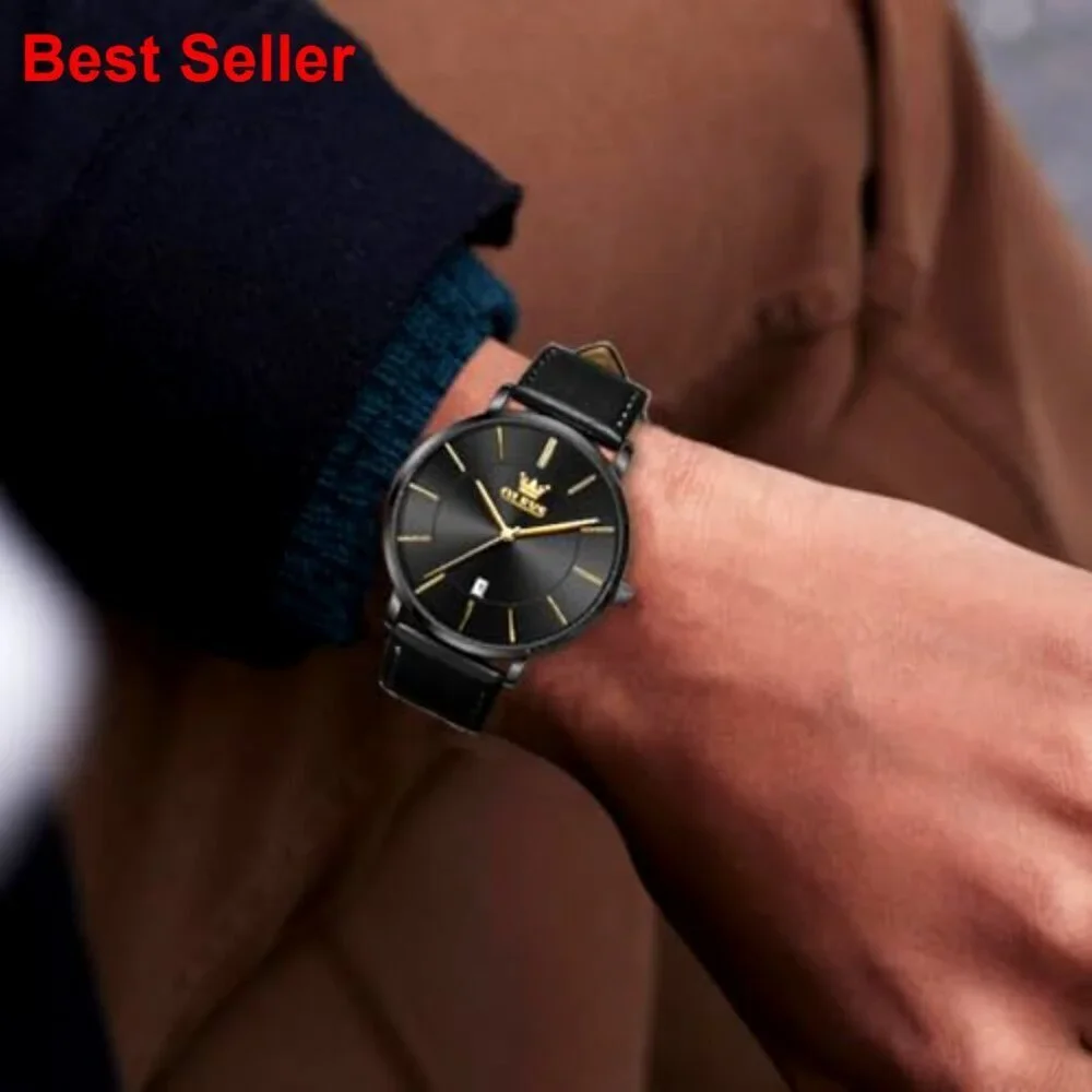Ultra Thin Leather Watch Minimalist Dress Casual Quartz Analog